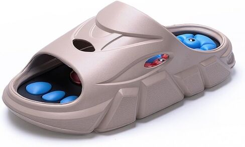 Slippers for Plantar Fasciitis for Women & Men Unisex Acupressure Massage Slippers Reflexology Foot Massager Sandals for Plantar Fasciitis Heel Pain Relief Arch Support Home Spa Slides Plus Size (Black,7) in Saudi Arabia