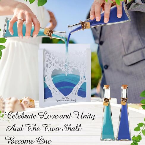 Blosssound Unity Sand for Wedding Ceremony Set Christian Unity Sand Ceremony Box and Vases for Religious Wedding Centerpiece Marriage Bridal Party Supplies (Violet Blue,Family Tree) in Kuwait