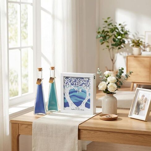 Blosssound Unity Sand for Wedding Ceremony Set Christian Unity Sand Ceremony Box and Vases for Religious Wedding Centerpiece Marriage Bridal Party Supplies (Violet Blue,Family Tree) in Kuwait