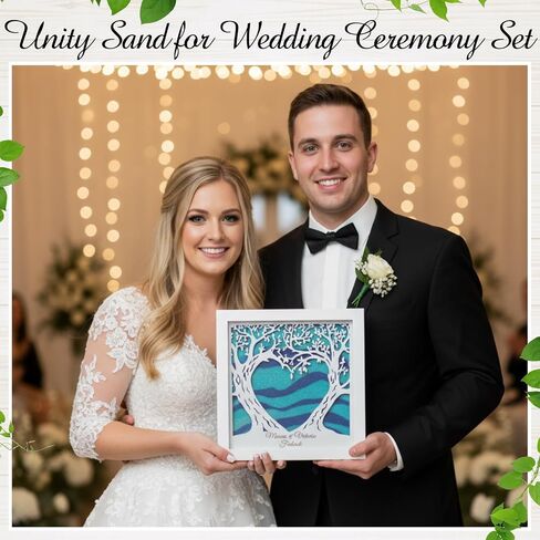 Blosssound Unity Sand for Wedding Ceremony Set Christian Unity Sand Ceremony Box and Vases for Religious Wedding Centerpiece Marriage Bridal Party Supplies (Violet Blue,Family Tree) in Kuwait