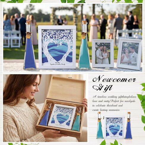 Blosssound Unity Sand for Wedding Ceremony Set Christian Unity Sand Ceremony Box and Vases for Religious Wedding Centerpiece Marriage Bridal Party Supplies (Violet Blue,Family Tree) in Kuwait