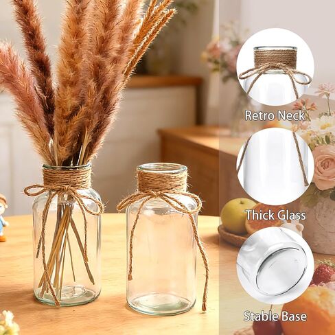 12 Pack Glass Flower Vases with Rope,Brajttt Vintage Bud Vases in Bulk,Mason Jars for Centerpieces,Flower Vase for Centerpieces and Tag for Weddings,Home Decor & DIY Projects in Saudi Arabia