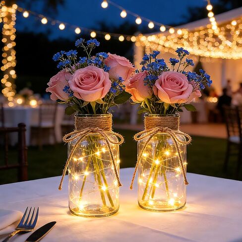 12 Pack Glass Flower Vases with Rope,Brajttt Vintage Bud Vases in Bulk,Mason Jars for Centerpieces,Flower Vase for Centerpieces and Tag for Weddings,Home Decor & DIY Projects in Saudi Arabia