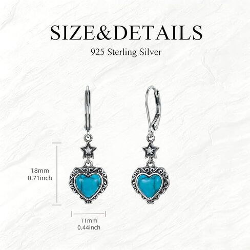 Natural Turquoise Earrings for Women 925 Sterling Silver Western Boho Style Turquoise and Genuine Diamond Dangle Earrings Gift for Birthday Mother's Day Christmas in Saudi Arabia