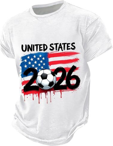 تي شيرت رجالي بعلم الولايات المتحدة الأمريكية لكرة القدم 2026، قمصان روح مشجعي كرة القدم، تي شيرت صيفي للتدريب الرياضي، تي شيرت رياضي كاجوال برسومات in Kuwait