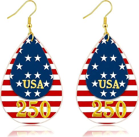 4th of July Earrings for 250 Anniversary Usa Merchandise Patriotic Earrings for Women Leather Teardrop Dangle Earrings for Independence Day American Flag Jewelry Accessories in Saudi Arabia