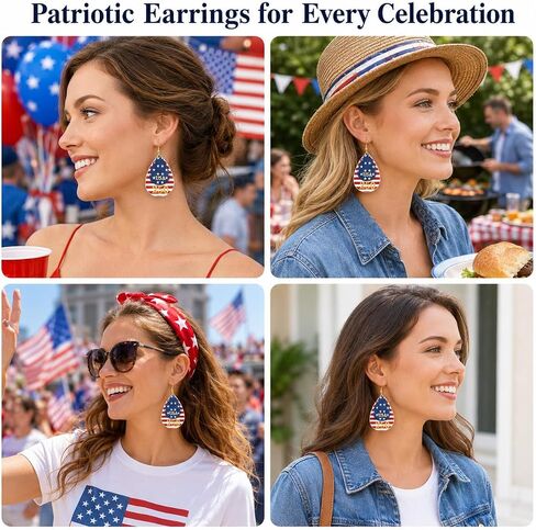 4th of July Earrings for 250 Anniversary Usa Merchandise Patriotic Earrings for Women Leather Teardrop Dangle Earrings for Independence Day American Flag Jewelry Accessories in Saudi Arabia