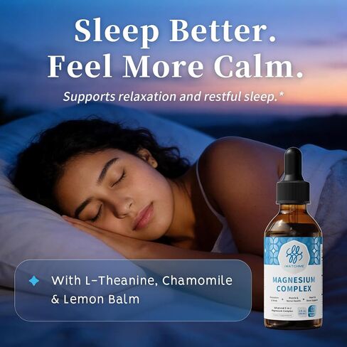 iMATCHME Liquid Magnesium Complex - High Absorption Magnesium Glycinate, Citrate & Malate Drops with L-Theanine & B12 - Supports Calm Mood, Restful Sleep & Health Muscle Function - Strawberry, 2 Fl Oz in Saudi Arabia