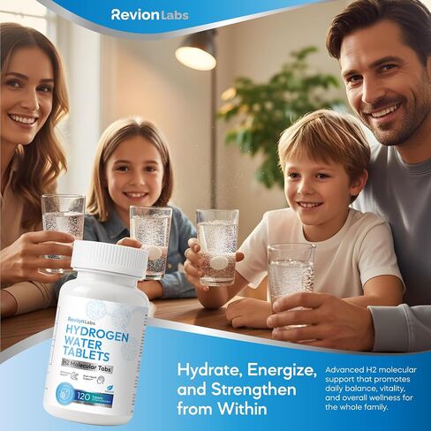 RevionLabs Hydrogen Water Tablets for Drinking - H2 Molecular Hydrogenated Magnesium Electrolytes Instant Drink Tabs - Liver & Brain Health Healthy Aging Antioxidant Immunity & Cognitive Support in Saudi Arabia