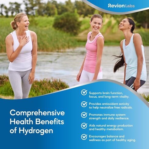 RevionLabs Hydrogen Water Tablets for Drinking - H2 Molecular Hydrogenated Magnesium Electrolytes Instant Drink Tabs - Liver & Brain Health Healthy Aging Antioxidant Immunity & Cognitive Support in Saudi Arabia