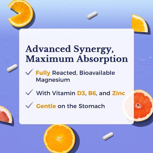 Vitalitown Magnesium Zinc, with Vitamins D3 & B6, Chelated Magnesium Glycinate, Malate, Citrate, Taurate, High Absorption, for Sleep, Bone, Heart, Immune, Digestive Support, 60 Caps in Saudi Arabia