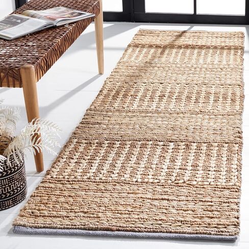 SAFAVIEH Natural Fiber Collection Runner Rug - 2'6" x 8', Natural, Handmade Farmhouse Jute, Ideal for High Traffic Areas in Living Room, Bedroom (NF960A) in Saudi Arabia