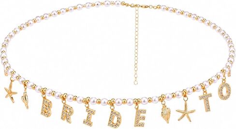 Bride Waist Chain Gold Starfish Pearl Women 2 Pcs Adjustable Belly Chain Bride to Be Bohemian Bachelorette Party in Saudi Arabia
