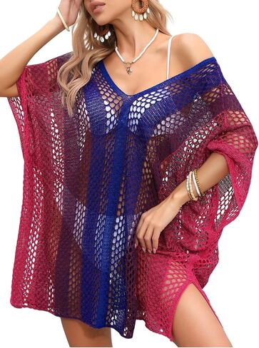 Kaei&Shi Plus Size Bathing Suit Cover Up,Knit Swimsuit Coverup for Women,Ombre Pool Beach Vacation Dress US 2-20 in Kuwait