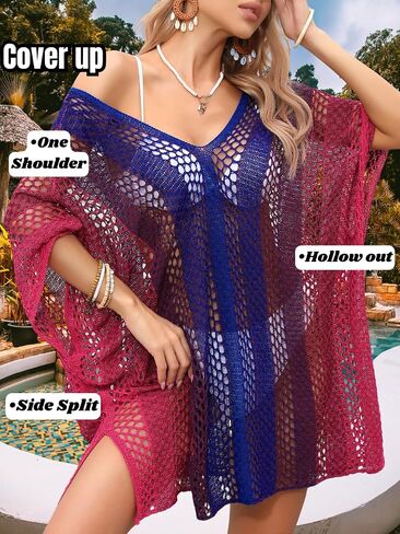 Kaei&Shi Plus Size Bathing Suit Cover Up,Knit Swimsuit Coverup for Women,Ombre Pool Beach Vacation Dress US 2-20 in Kuwait