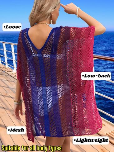 Kaei&Shi Plus Size Bathing Suit Cover Up,Knit Swimsuit Coverup for Women,Ombre Pool Beach Vacation Dress US 2-20 in Kuwait
