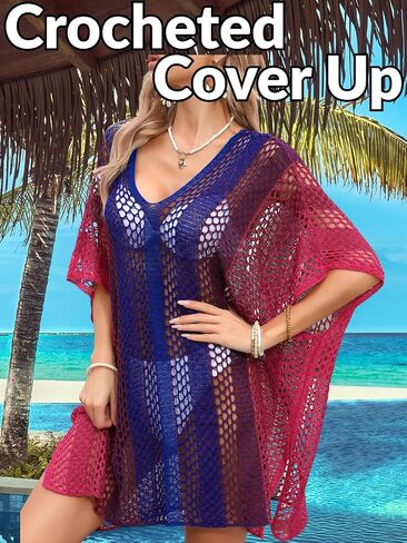 Kaei&Shi Plus Size Bathing Suit Cover Up,Knit Swimsuit Coverup for Women,Ombre Pool Beach Vacation Dress US 2-20 in Kuwait