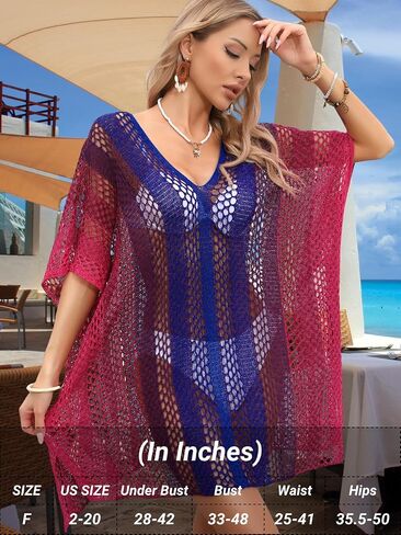 Kaei&Shi Plus Size Bathing Suit Cover Up,Knit Swimsuit Coverup for Women,Ombre Pool Beach Vacation Dress US 2-20 in Kuwait