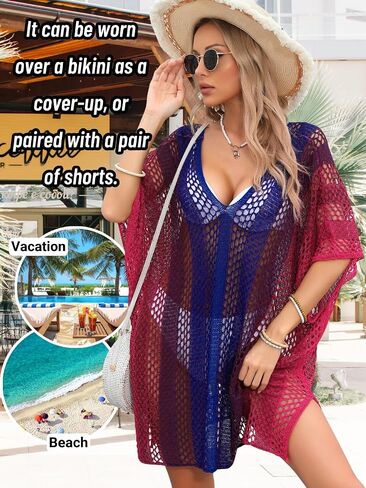 Kaei&Shi Plus Size Bathing Suit Cover Up,Knit Swimsuit Coverup for Women,Ombre Pool Beach Vacation Dress US 2-20 in Kuwait