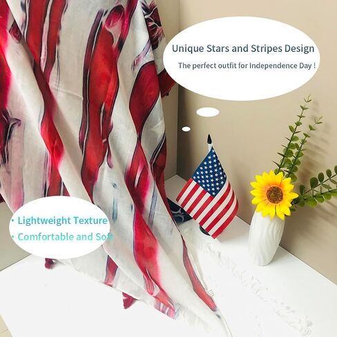 Women's American Flag Kimono Cover up, Summer Beachwear Cover Up, Scarf Cardigan Loose for 4th of July in Saudi Arabia