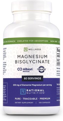 Magnesium Bisglycinate Chelate 200mg Elemental per Serving – Albion® TRAACS® Unbuffered Formula – Gentle on Stomach, High Absorption – 120 Capsules – Rational Nutrition in Saudi Arabia