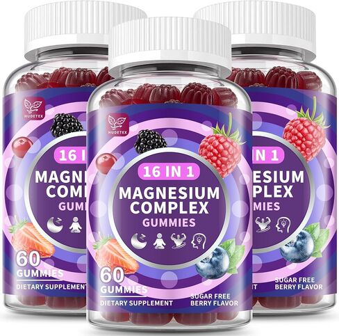 2 Packs-Magnesium Complex Gummies for Women Men，16 in 1 Magnesium Supplement Gummy with Glycinate Citrate Malate Taurate - Ashwagandha, L-Theanine for Relaxation, Sleep, Muscle&Heart Support, Berry in Saudi Arabia