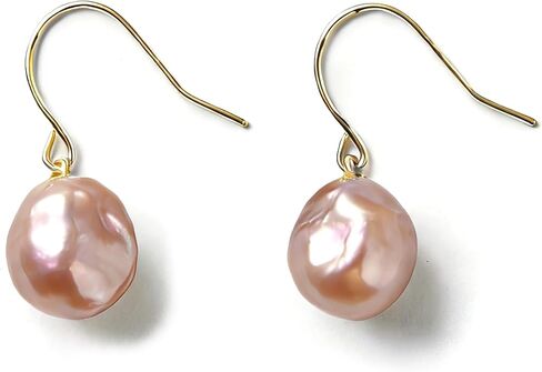 Freshwater Cultured Baroque Pearl Drop Jewelry Earrings for Women, Pink Teardrop and Square Dangle Earrings with 14K Gold Plated and Sterling Silver Posts, Hypoallergenic Romantic Gift for Her in Kuwait