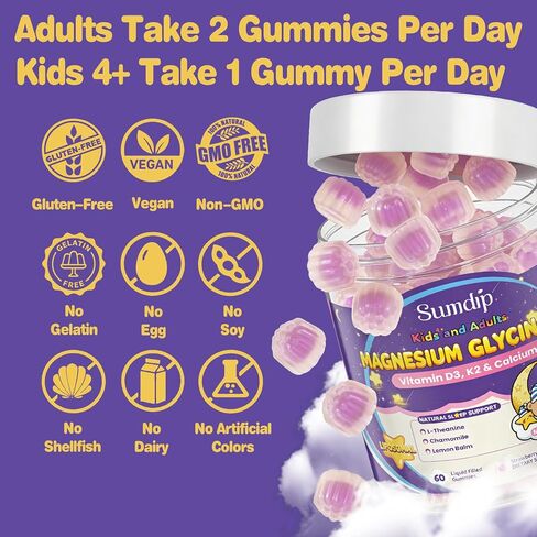 Magnesium Glycinate Gummies 400mg for Kids and Adults - Liposomal Magnesium Supplement with D3, K2 and Calcium for Sleep, Calm and Bones, Melatonin-Free, Sugar-Free, Strawberry Flavor, 60 Gummies in Saudi Arabia