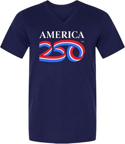 250 Anniversary USA Shirt, America250 Official Classic Logo V-Neck Cotton Tee, 4th of July Merchandise in Saudi Arabia