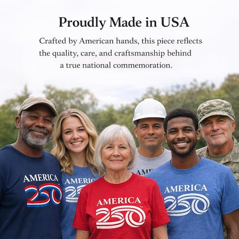 250 Anniversary USA Shirt, America250 Official Classic Logo V-Neck Cotton Tee, 4th of July Merchandise in Saudi Arabia