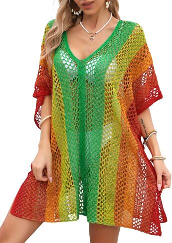 Kaei&Shi Plus Size Bathing Suit Cover Up,Knit Swimsuit Coverup for Women,Ombre Pool Beach Vacation Dress US 2-20 in Kuwait