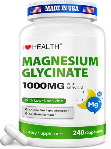 Magnesium Glycinate – Elemental Magnesium 200mg– 240 Capsules – High Absorption Magnesium Supplement for Relaxation, Calmness & Muscle Support – Gentle on Stomach – Made in USA in Saudi Arabia