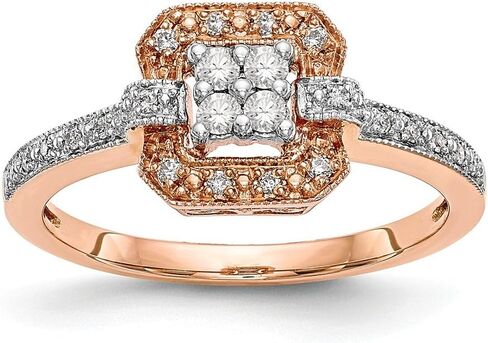 14K Rose Gold Complete Diamond Cluster Engagement Ring in Kuwait