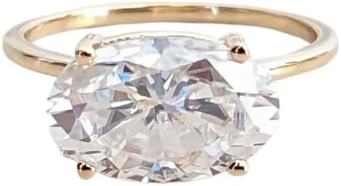 4 Ct Oval Cut diamond Solitaire Engagement Ring, 14k Moissanite Gold Plated East To West Wedding Ring,Handmade Ring, wedding Ring.Oval Engagement Ring,Gifted for hers,size 3-12 (USA) in Saudi Arabia