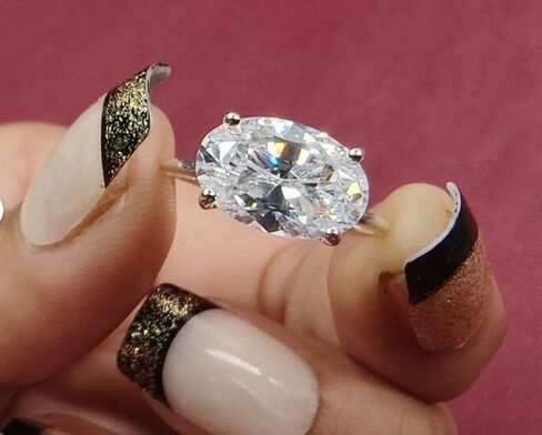4 Ct Oval Cut diamond Solitaire Engagement Ring, 14k Moissanite Gold Plated East To West Wedding Ring,Handmade Ring, wedding Ring.Oval Engagement Ring,Gifted for hers,size 3-12 (USA) in Saudi Arabia