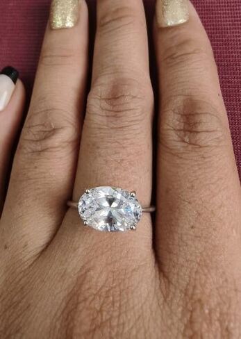 4 Ct Oval Cut diamond Solitaire Engagement Ring, 14k Moissanite Gold Plated East To West Wedding Ring,Handmade Ring, wedding Ring.Oval Engagement Ring,Gifted for hers,size 3-12 (USA) in Saudi Arabia