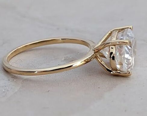 4 Ct Oval Cut diamond Solitaire Engagement Ring, 14k Moissanite Gold Plated East To West Wedding Ring,Handmade Ring, wedding Ring.Oval Engagement Ring,Gifted for hers,size 3-12 (USA) in Saudi Arabia