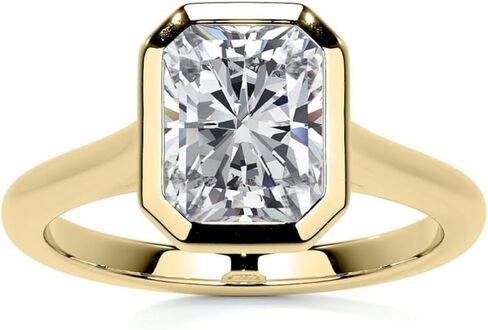 1-4 CT Moissanite Engagement Ring, Bezel-Set Solitaire Diamond Anniversary Ring in 925 Sterling Silver or 10K / 14K / 18K Solid Gold XRF Report Card With Gold Purity XRF Report Card , Christmas Gift For Women in Saudi Arabia