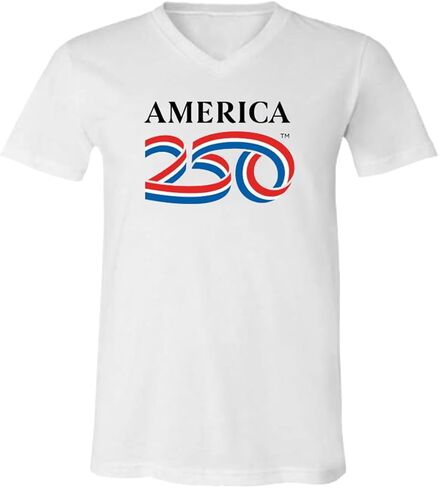 250 Anniversary USA Shirt, America250 Official Classic Logo V-Neck Cotton Tee, 4th of July Merchandise in Saudi Arabia