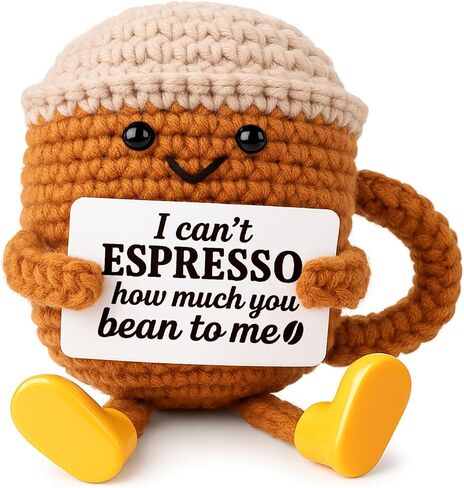 Birthday Gift for Her Him Women Men Girlfriend Boyfriend, Positive Crochet Espresso Cup, Cute Small Coffee Lover Gift for Best Friend Couple Wife Husband Mom in Saudi Arabia