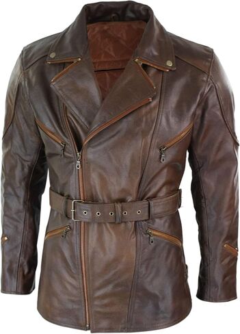Mens 3/4 Quarter Length Motorcycle Black Biker Long Jacket - Genuine Leather Coat Winter Outerwear in Saudi Arabia