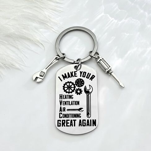 HVAC Tech Keychain HVAC Technician Gifts for Christmas Retirement Birthday Father's Day Thank You Keyring for Best Hvac Tech Dad Appreciation Gifts for Husband Boyfriend Him Hvac Technician Jewelry in Kuwait