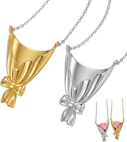 2 PCS Flower Holder Necklace Set, Wearable Flower Vase Necklace for Small Bouquets，in Gold and Silver for Hands-Free Floral Display in Saudi Arabia