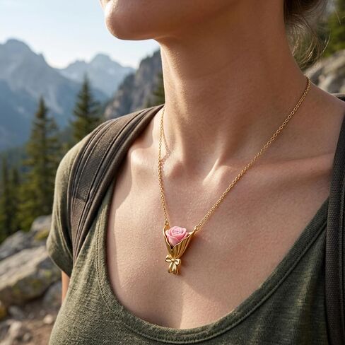 2 PCS Flower Holder Necklace Set, Wearable Flower Vase Necklace for Small Bouquets，in Gold and Silver for Hands-Free Floral Display in Saudi Arabia
