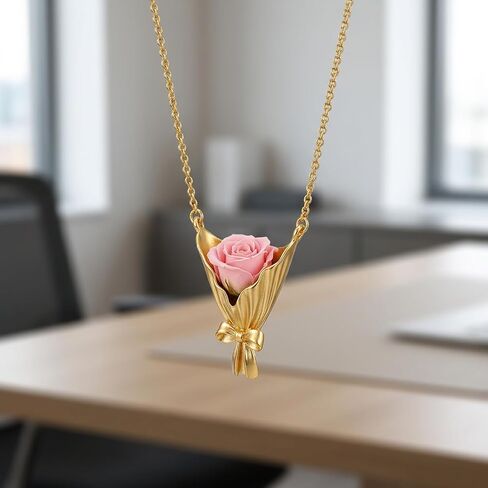 2 PCS Flower Holder Necklace Set, Wearable Flower Vase Necklace for Small Bouquets，in Gold and Silver for Hands-Free Floral Display in Saudi Arabia