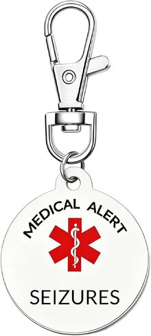 Medical Alert Keychain, Pre-engraved Emergency ID Tag with Red Symbol Stainless Steel Lightweight Medical Tag in Saudi Arabia