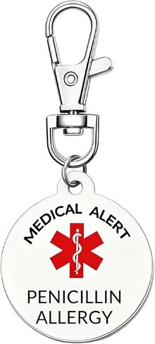 Medical Alert Keychain, Pre-engraved Emergency ID Tag with Red Symbol Stainless Steel Lightweight Medical Tag in Saudi Arabia