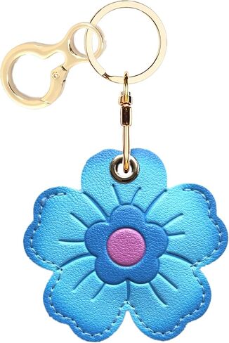 Leather Keychain Holder Case Compatible with AirTag,Cute Protective Cover with Keyring,Anti-Scratch Finder GPS Tracker Case for Wallet Keys,Bag,Pets(Leaf 9) in Saudi Arabia