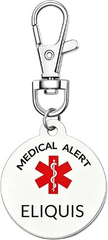 Medical Alert Keychain, Pre-engraved Emergency ID Tag with Red Symbol Stainless Steel Lightweight Medical Tag in Saudi Arabia