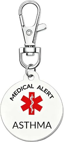 Medical Alert Keychain, Pre-engraved Emergency ID Tag with Red Symbol Stainless Steel Lightweight Medical Tag in Saudi Arabia